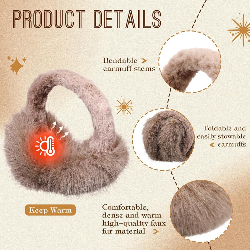 Cutecrop Ear Muffs for Winter Women, Earmuffs for Women Winter Ear Muffs Foldable Soft Faux Furry Ear Warmers Covers - Image 4